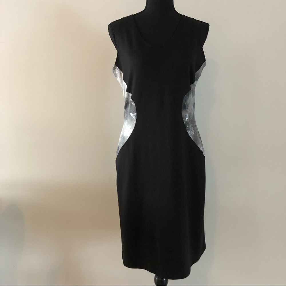 Women’s Lauren Taylor London Black Silver sleeveless dress size M
